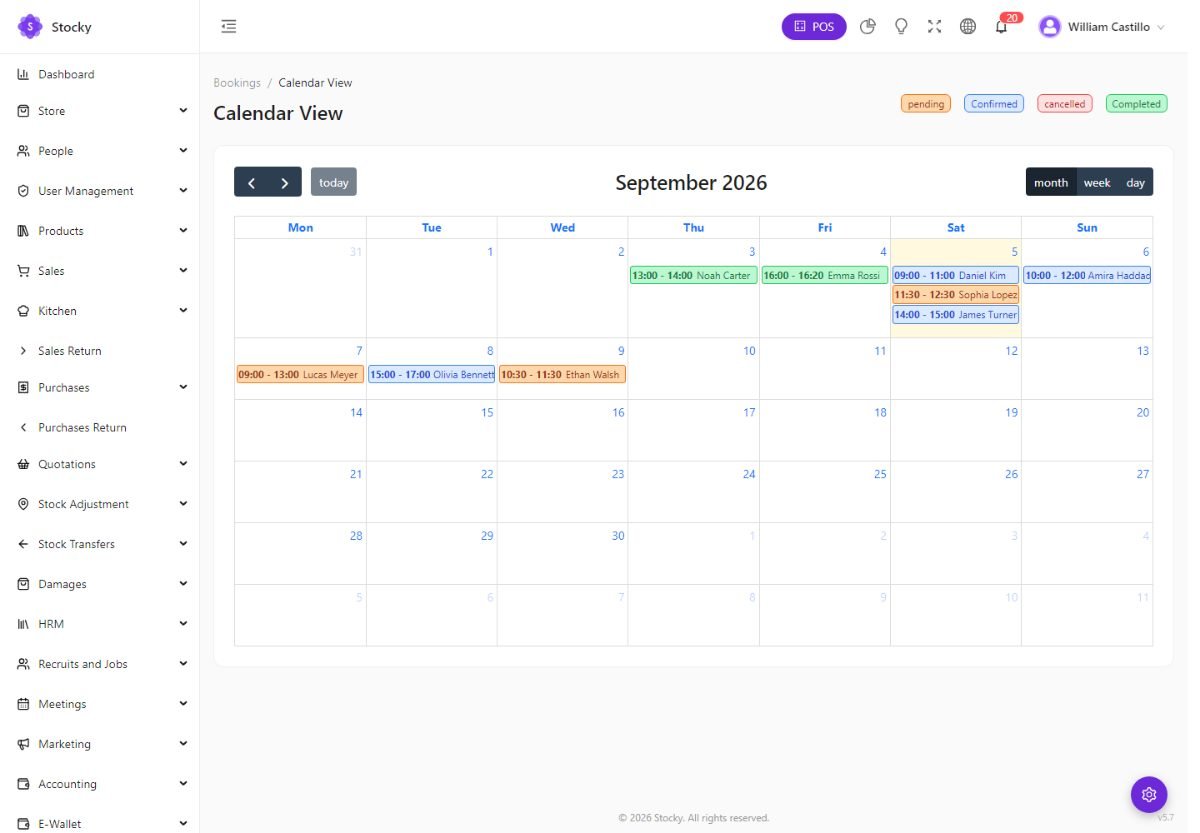Booking calendar