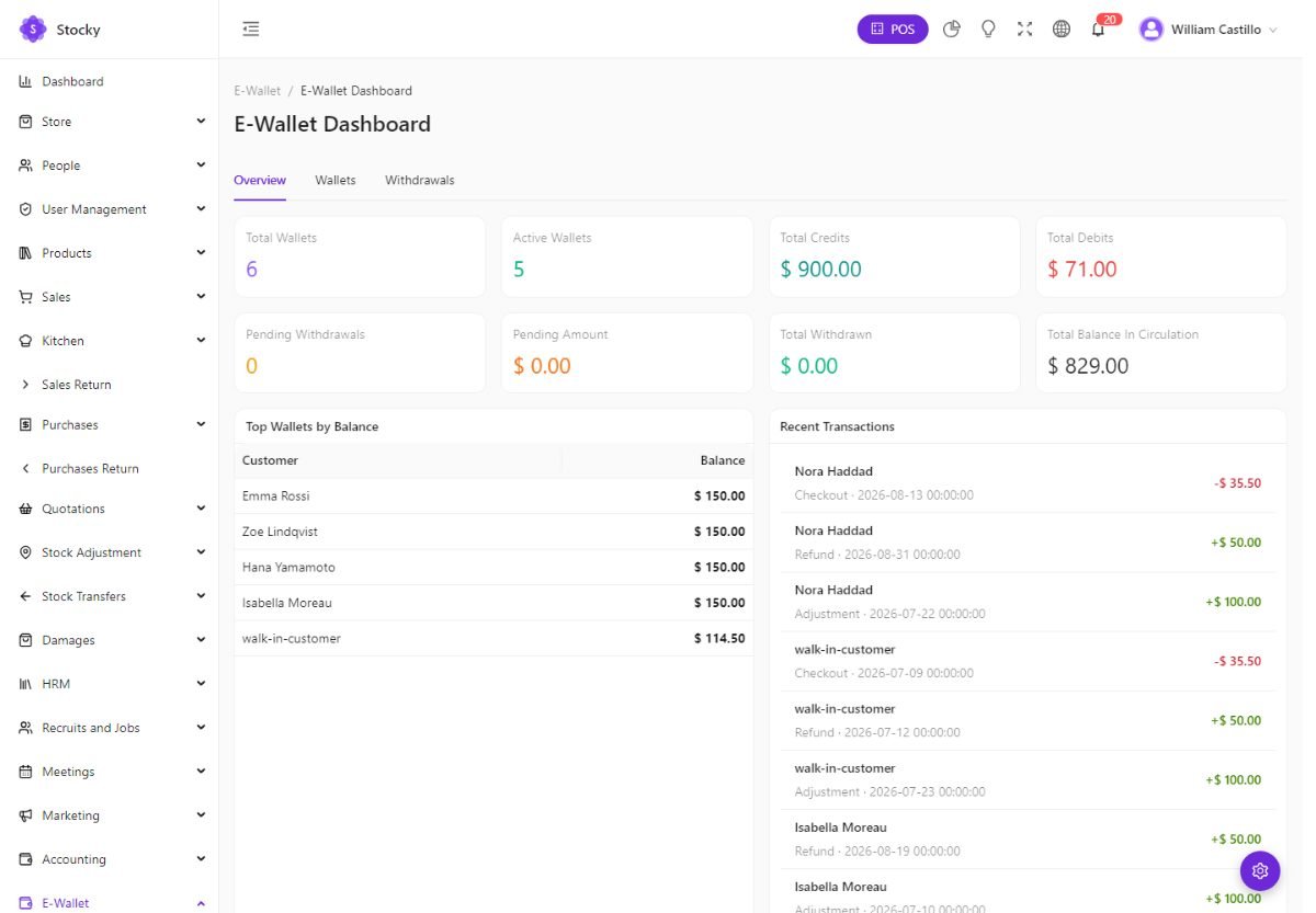 E-wallet dashboard