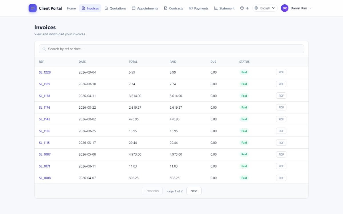 Portal invoices