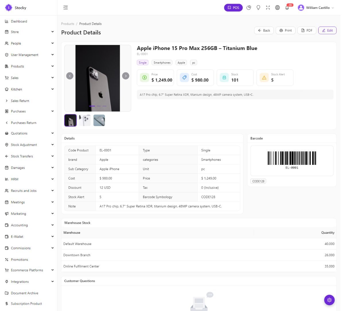 Product details page