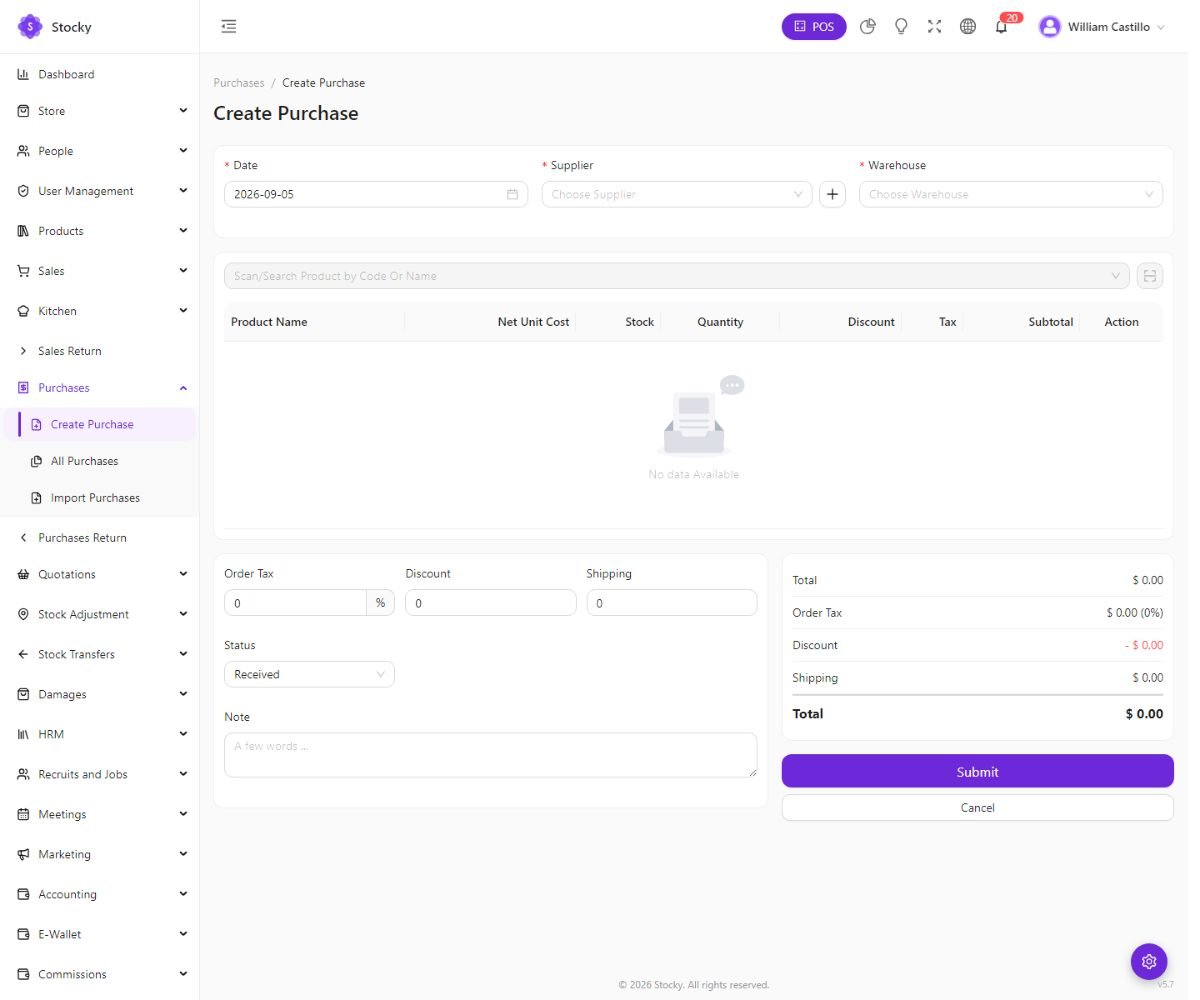 Create purchase form