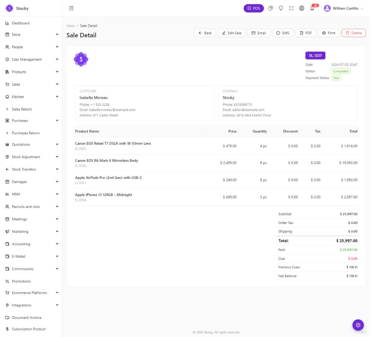 Sale detail page