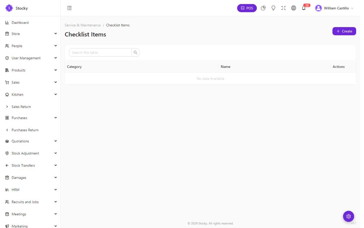 Checklist items