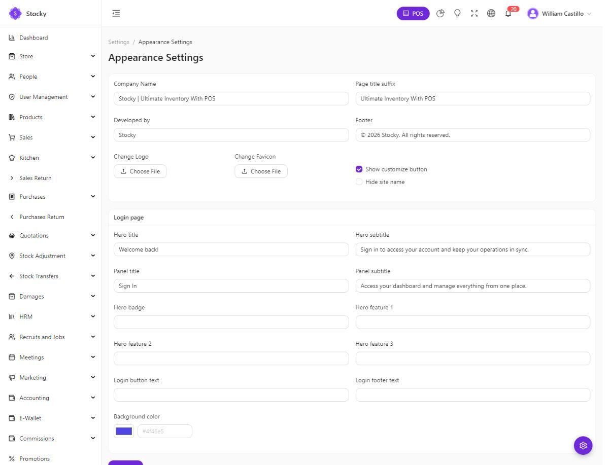 Appearance settings
