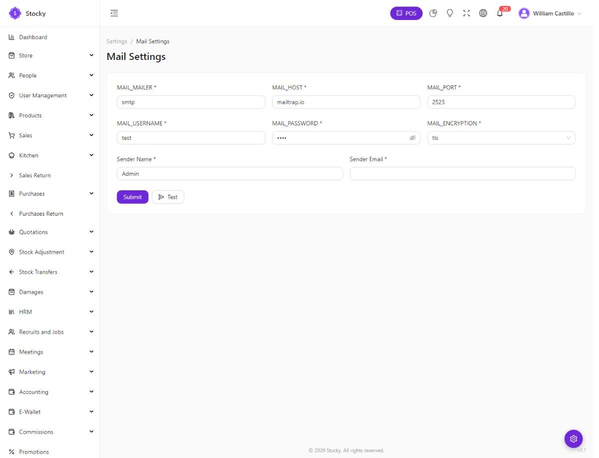Mail settings