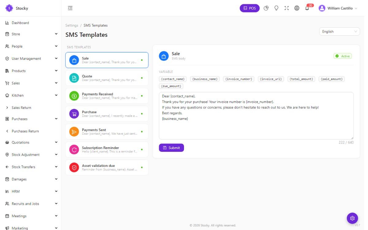 SMS templates