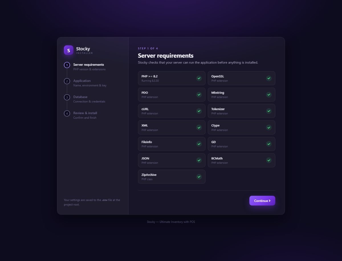 Installer step 1: server requirements