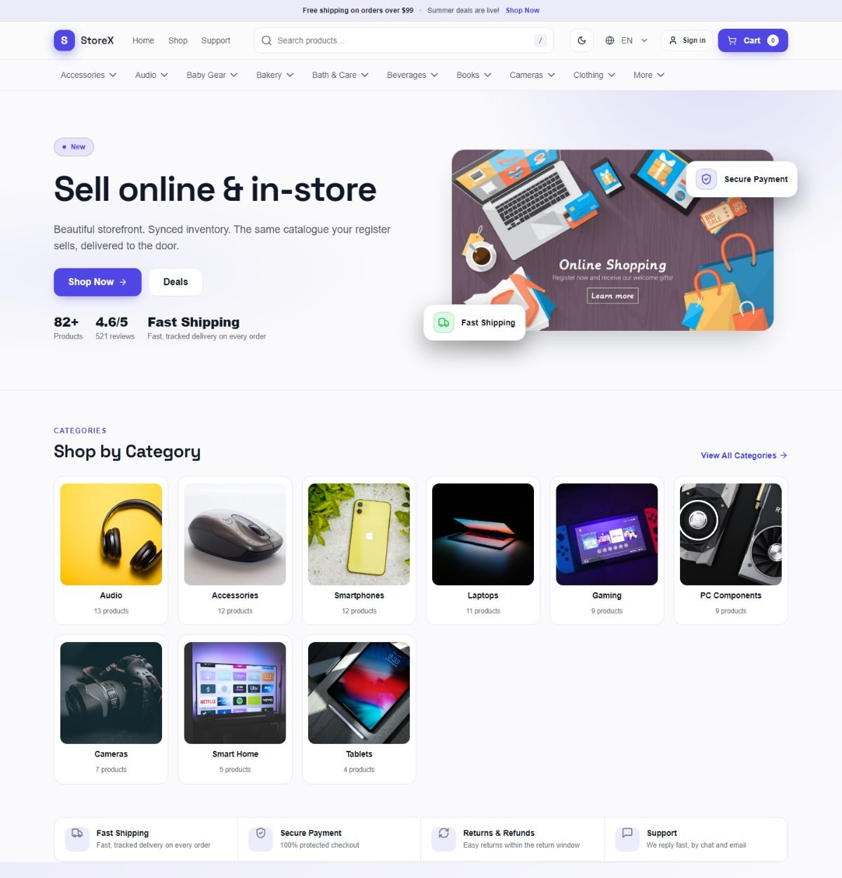 Default theme home page