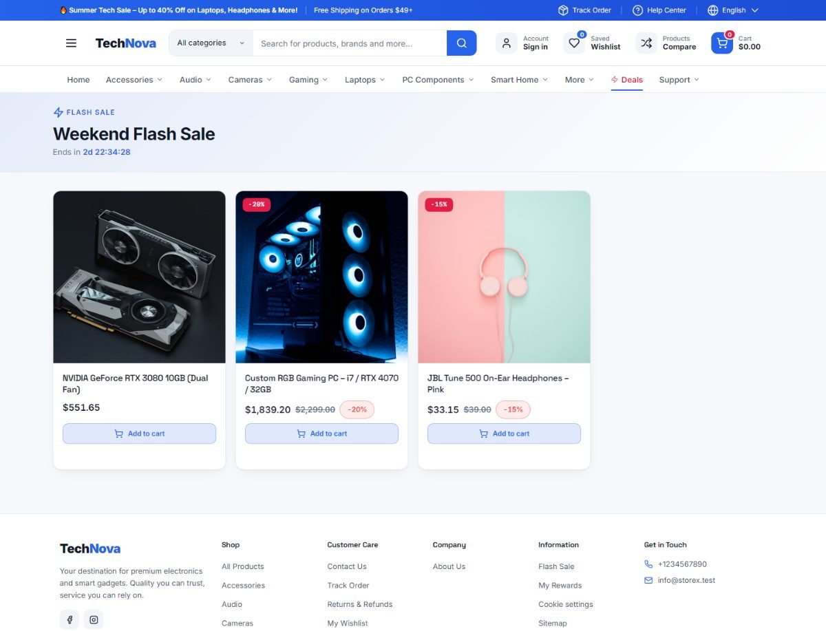 Flash sales page
