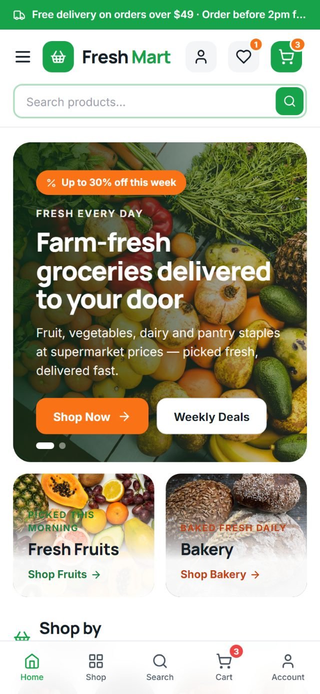 Grocery theme on a phone