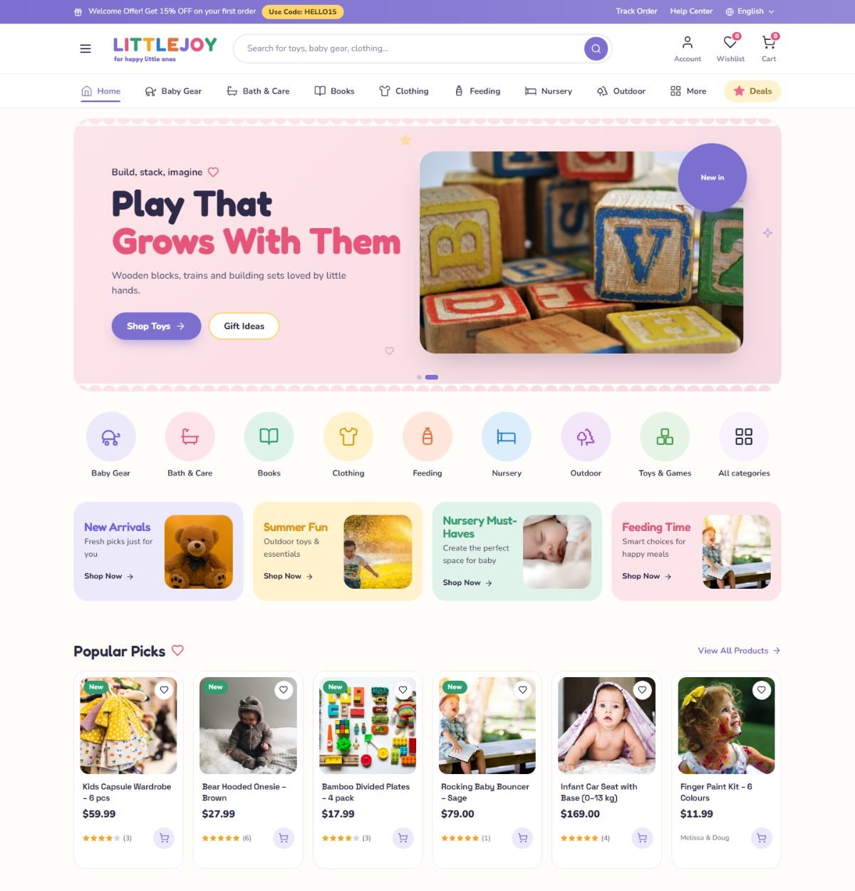 Toys theme home page