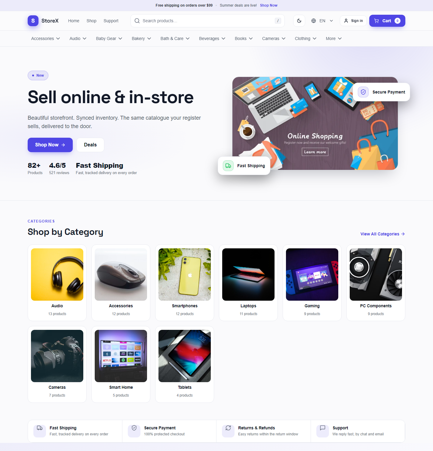 Default theme home page