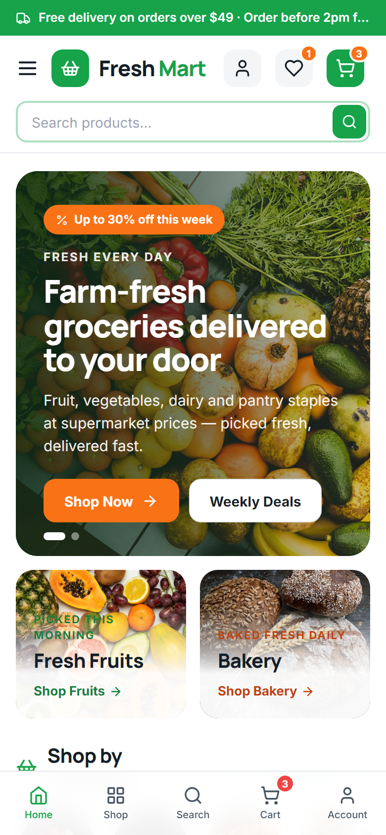 Grocery theme on a phone