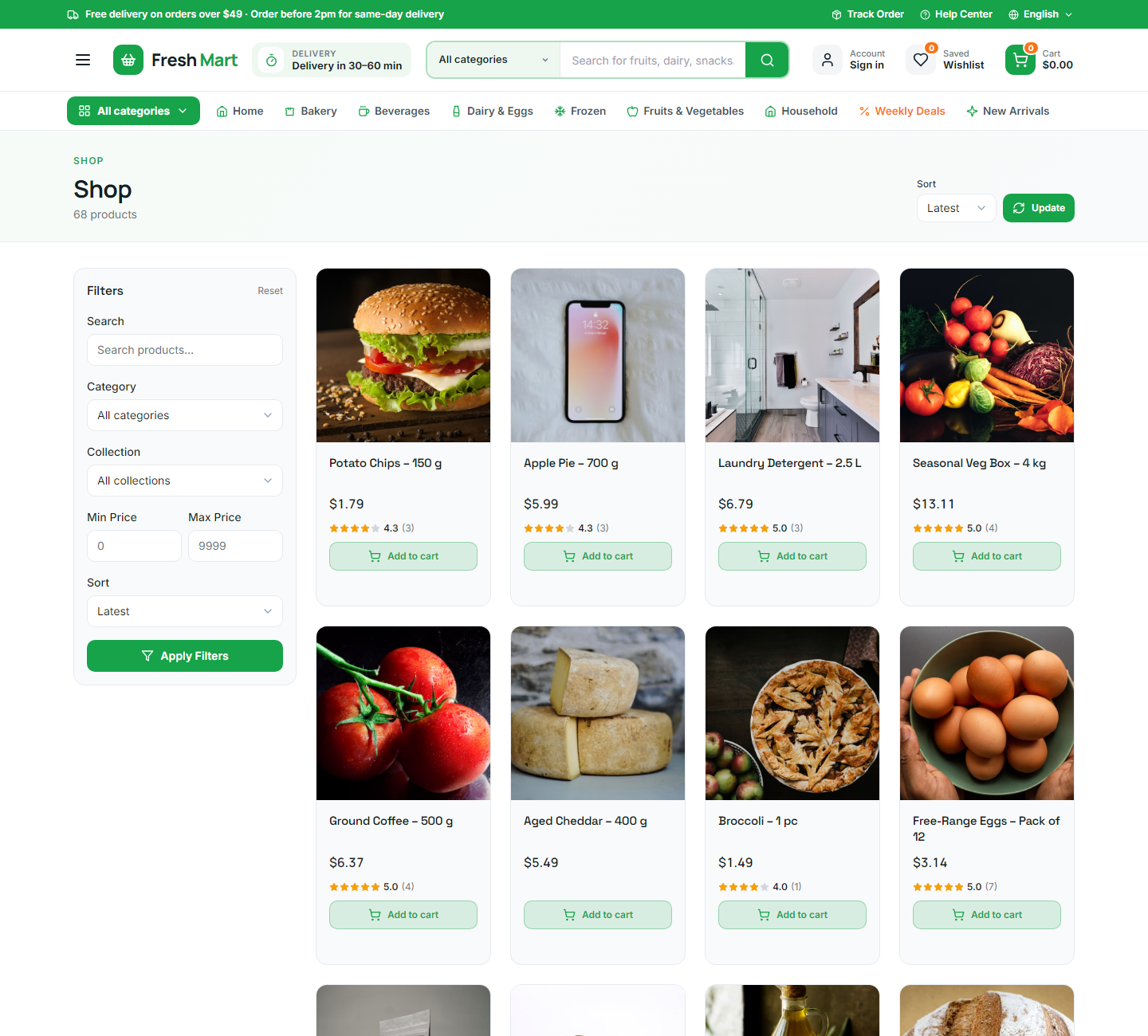 Grocery shop grid