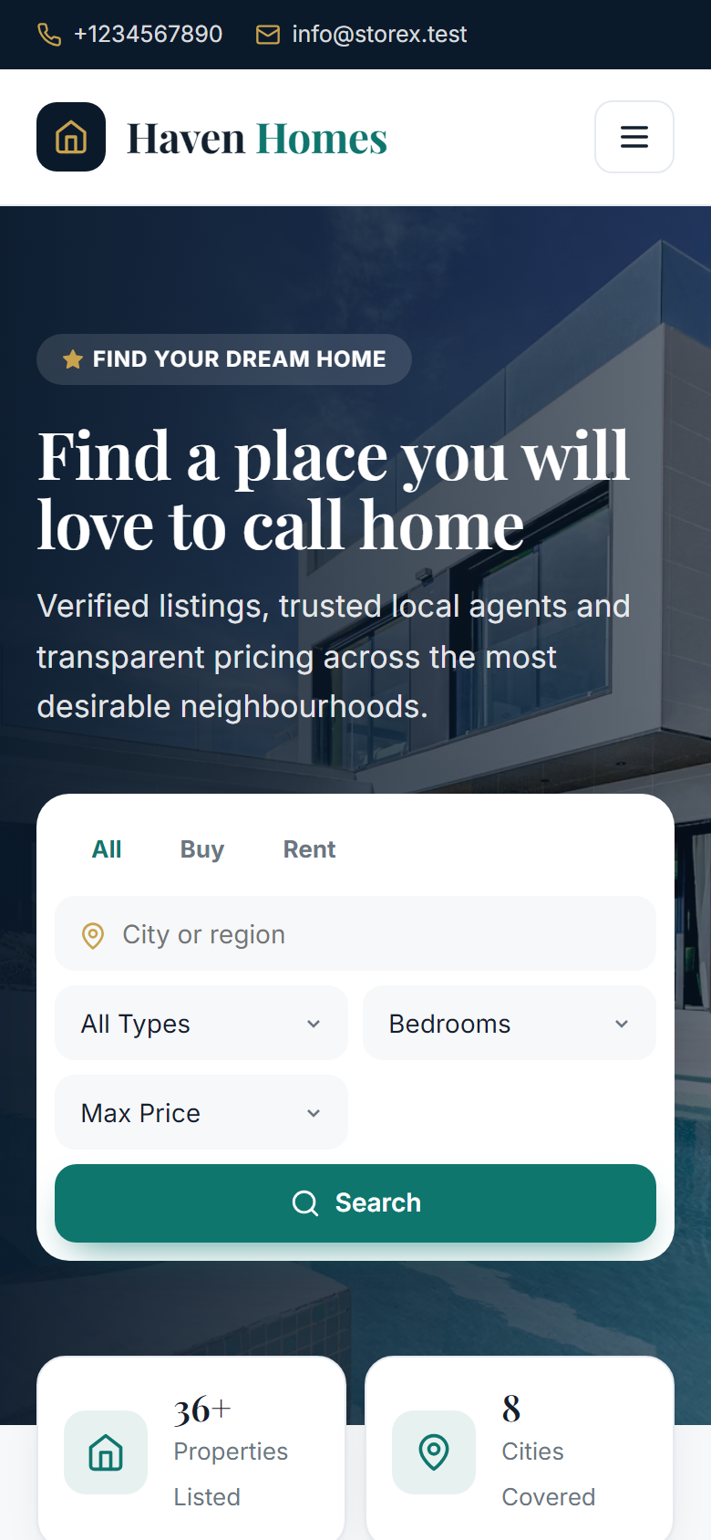 Real Estate theme on a phone